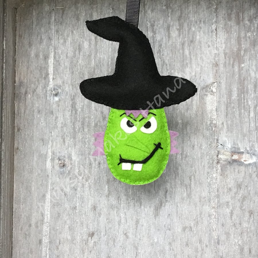 Kerrina The Witch Halloween 100% Wool Felt Hanging Decoration