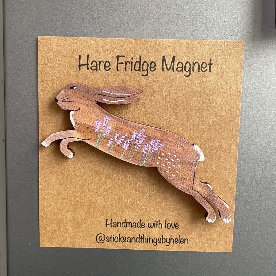 Brown Hare lavender Fridge Magnet, memo magnet, plywood