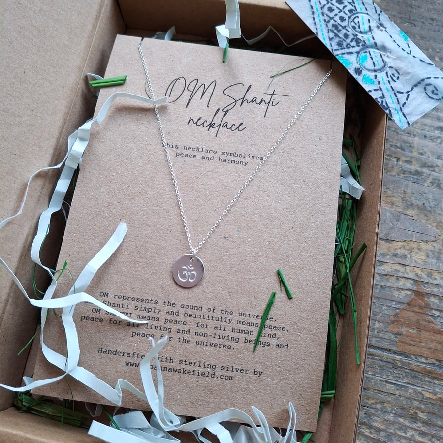 Yoga necklace, OM necklace, peace and harmony, silver necklace