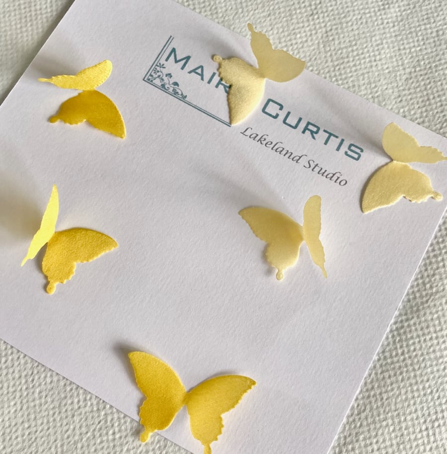Mini Silk Satin Butterflies in Shades of Yellow