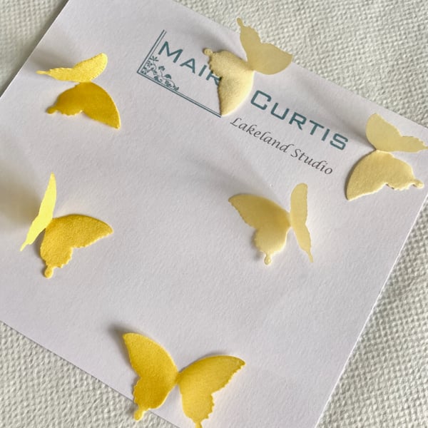 Mini Silk Satin Butterflies in Shades of Yellow