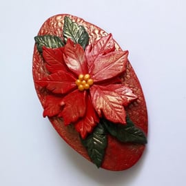 Poinsettia Christmas Hair Barrette