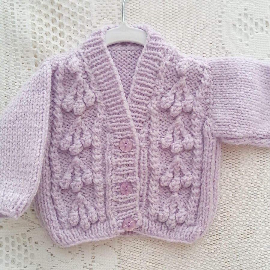 Girls Aran Cardigan With Cherry Pattern, Gift Ideas for Girls, Knitted Cardigan