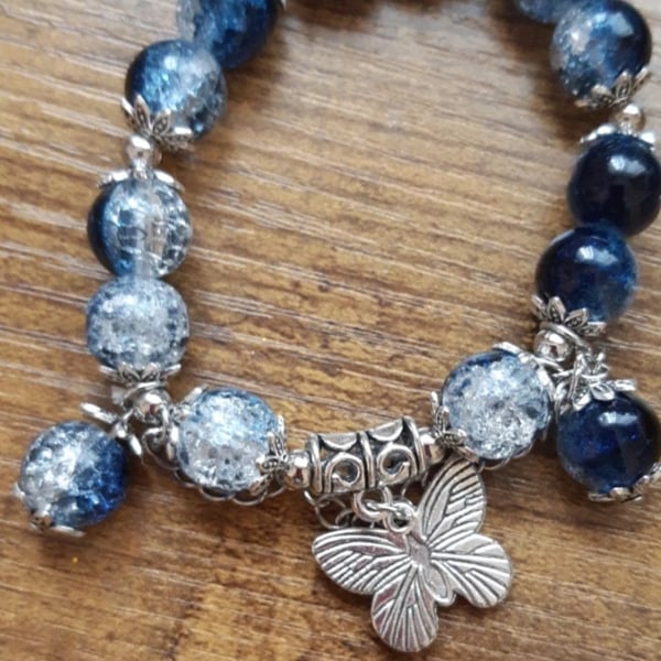 Bracelet pretty blue elasticated 