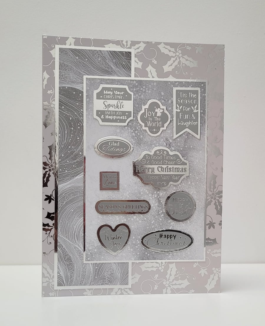 Luxury Christmas Card - Silver Foiled Multi Sentiments Card