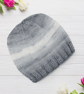 Grey and White Ombre Baby Hat 0-3 Months, Hand Knitted Gender Neutral Beanie - Image 2