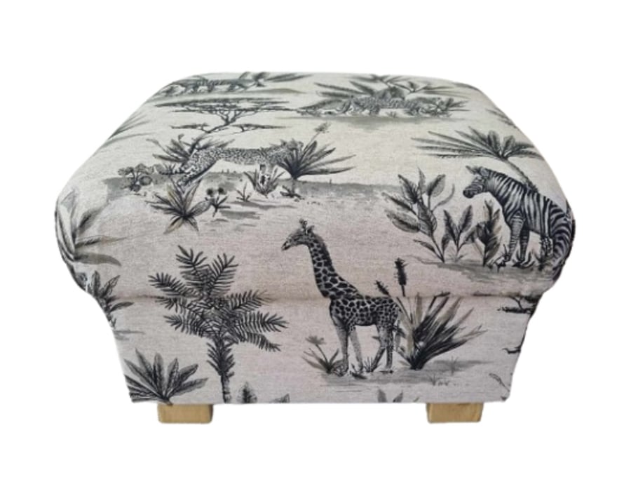 Storage Footstool Fryetts Safari Animals Fabric Pouffe Nursery Ottoman