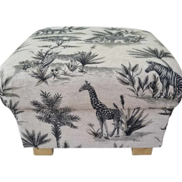 Storage Footstool Fryetts Safari Animals Fabric Pouffe Nursery Ottoman