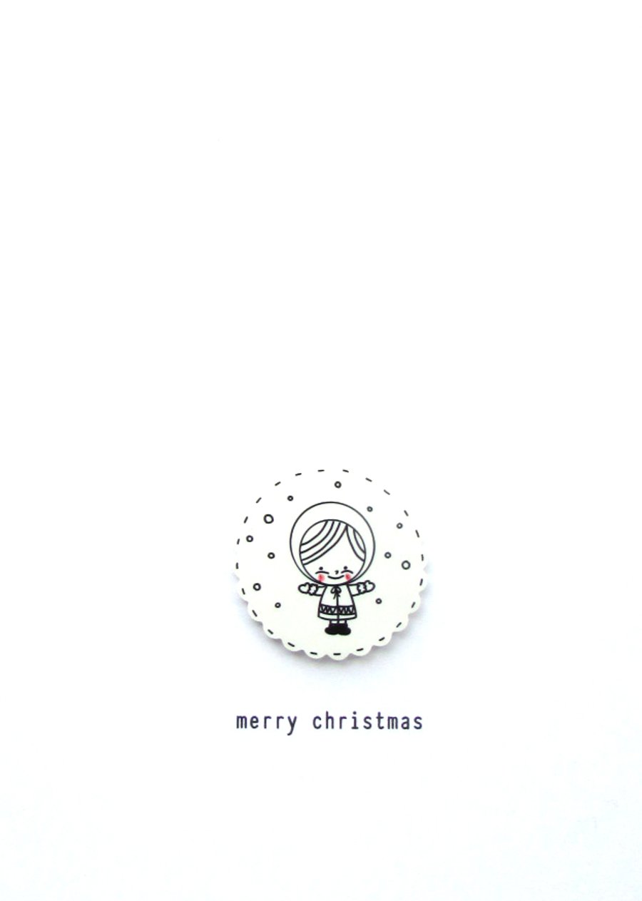 SALE -  christmas card - snow girl 