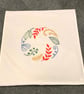 Cushion cover embroidered with a beautiful circle of leaves and flowers.  - Image 6