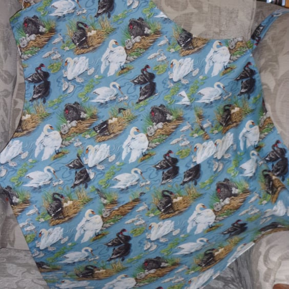 Adult Apron with Black and White Swans