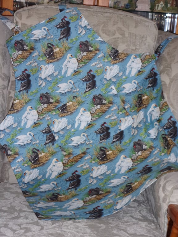 Adult Apron with Black and White Swans