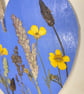 Pressed Flower Hand Painted Wooden Heart Buttercups and Grasses Botanical Art - Image 5