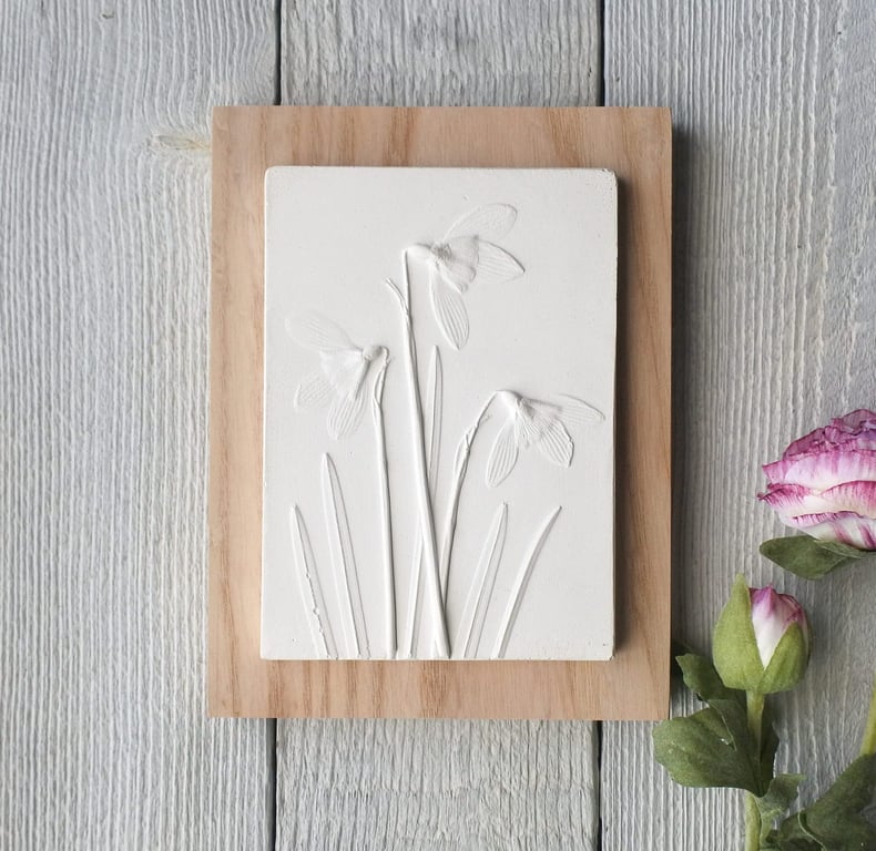 Snowdrop No.3 Plaster Cast Wall Plaque Limited Edition