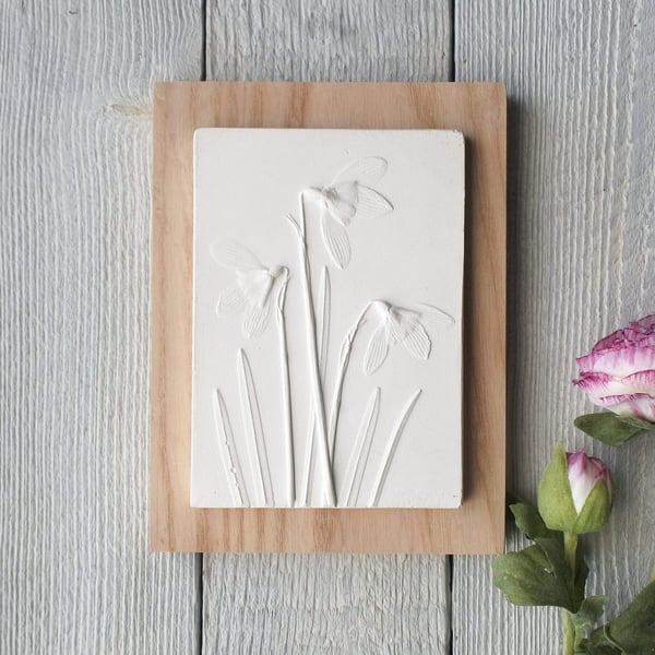 Snowdrop No.3 Plaster Cast Wall Plaque Limited Edition