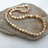Freshwater Pearl Necklace, Gold, with Sterling Silver Heart Clasp