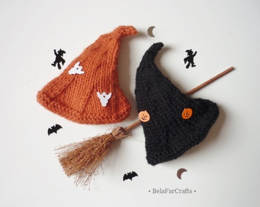 Halloween witch hats (2) - Spooky fall decor - Witch hats egg cosies
