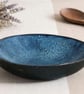 Handcrafted Stoneware Bowl - Blue Textured Ceramic Art, 21cm