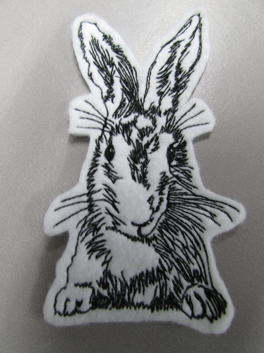 Vintage Hare Rabbit Embroidered Sew on Applique Patch