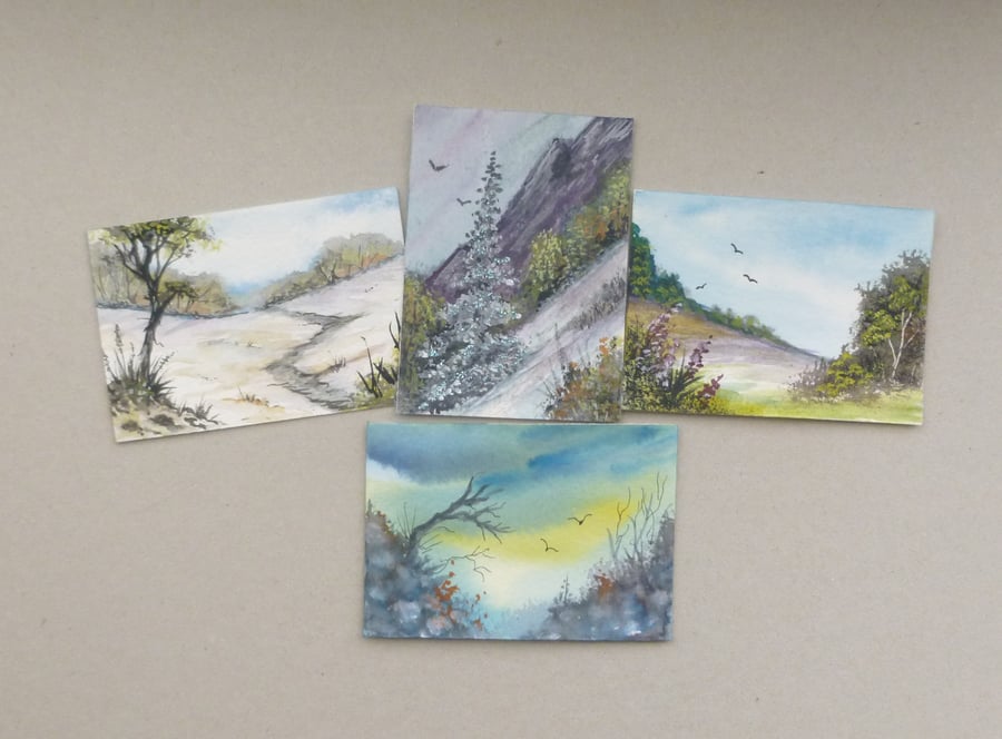 aceo sale bargain bundle original art miniature painting ( ref F 761 E3 )