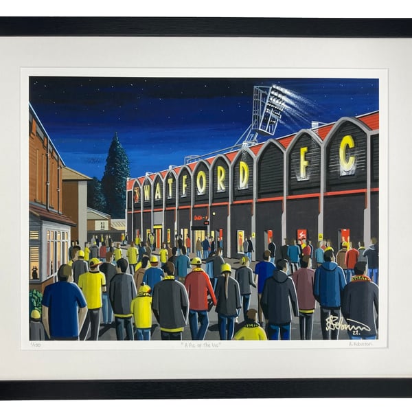 Watford F.C, Vicarage Road. Limited Edition Framed Art Print (20" x 16")