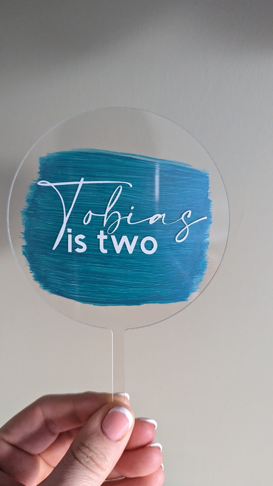Personalised acrylic cake topper
