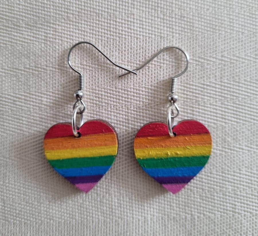 Rainbow Heart Earrings Mini