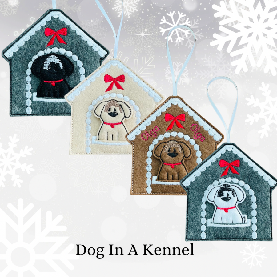 Dog in A Kennel Personalised Hanging Decoration