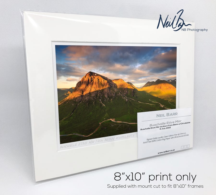 Buachaille Etive Mor at dawn, Glen Coe, Scotland - A5 (10" x 8") Unframed Print