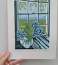 'Blue hydrangeas and the mountains' - linoprint