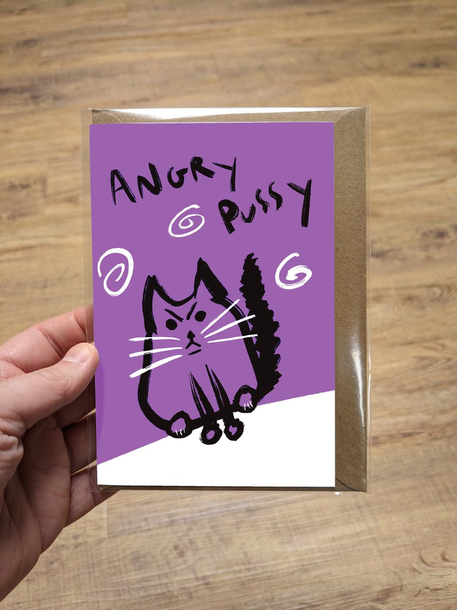 Angry Pussy greeting card