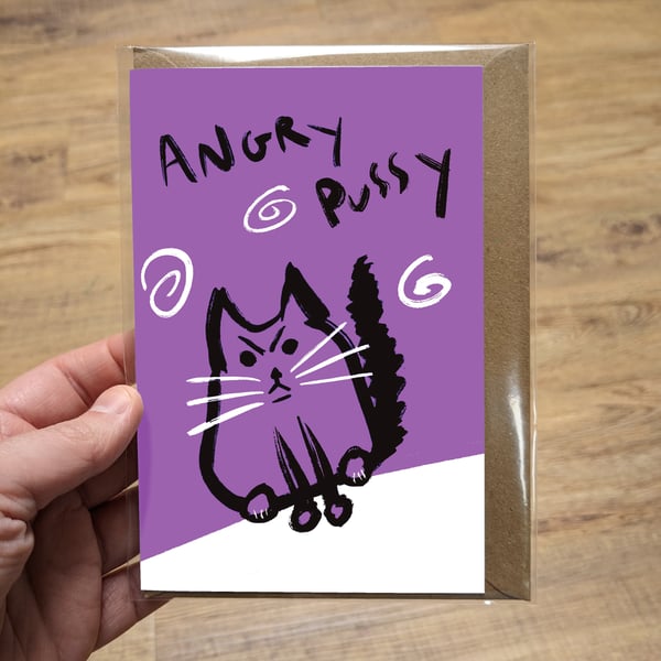 Angry Pussy greeting card