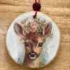 Deer Fawn Wood Slice Hanging Decoration Cute Baby Deer British Wildlife Gift