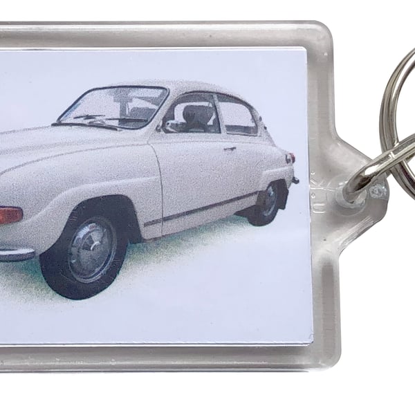 Saab 96 V4 1971 - Keyring with 50x35mm Insert 