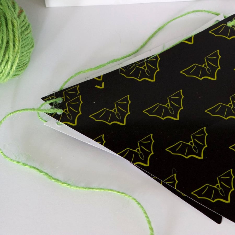 Halloween bat bunting, black,green, purple handmade,1.7M approx