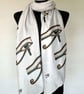 Egyptian Eye of Horus Scarf Spiritual Protection Gift. Grey, Lightweight