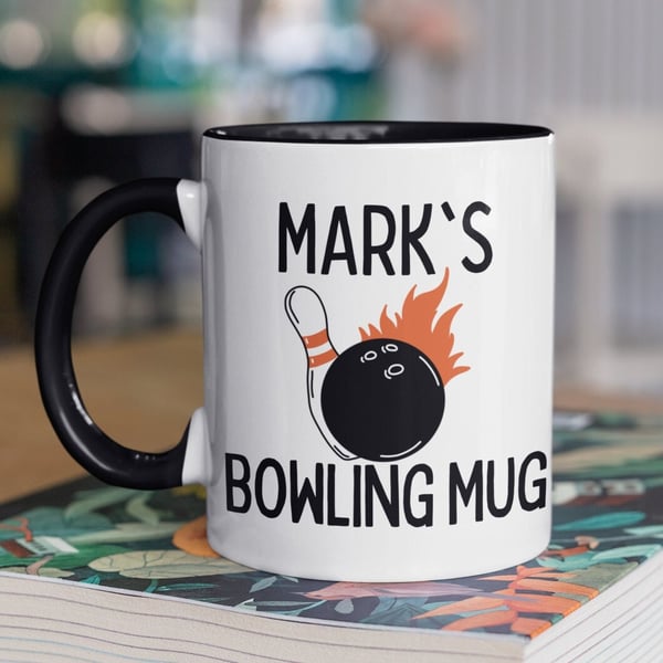 Personalised Bowling Mug - Customised Name Text Personalised Gift Present