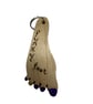 Funky Foot key fob in Birch plywood with purple nails – SKU-FF2 - Image 1