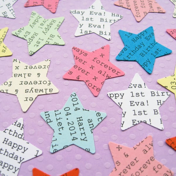 100 Personalised Star Confetti - Wedding Birthday Engagment Baby Shower Decor