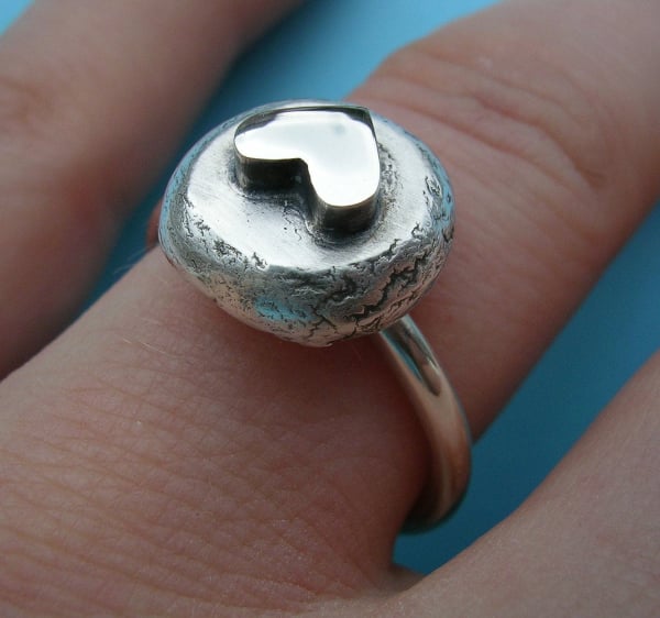 Sterling Silver Heart Stack Ring.