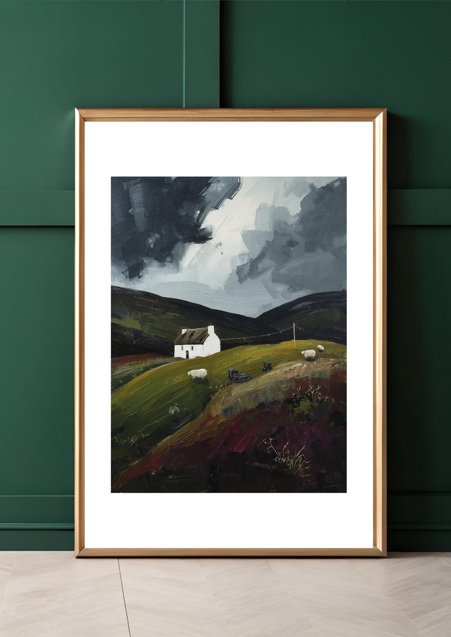Scottish Bothy Art Print - Highland Countryside Landscape - Scotland Gift