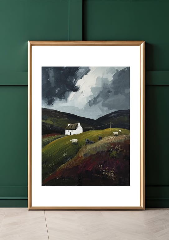 Scottish Bothy Art Print - Highland Countryside Landscape - Scotland Gift