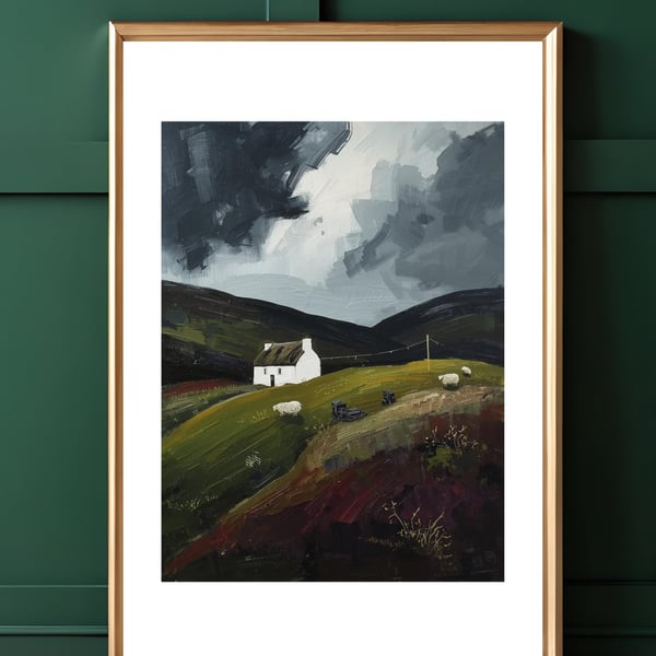 Scottish Bothy Art Print - Highland Countryside Landscape - Scotland Gift