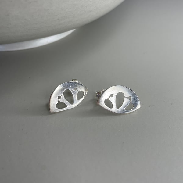 Sterling silver decorative cut out patterned post earrings 