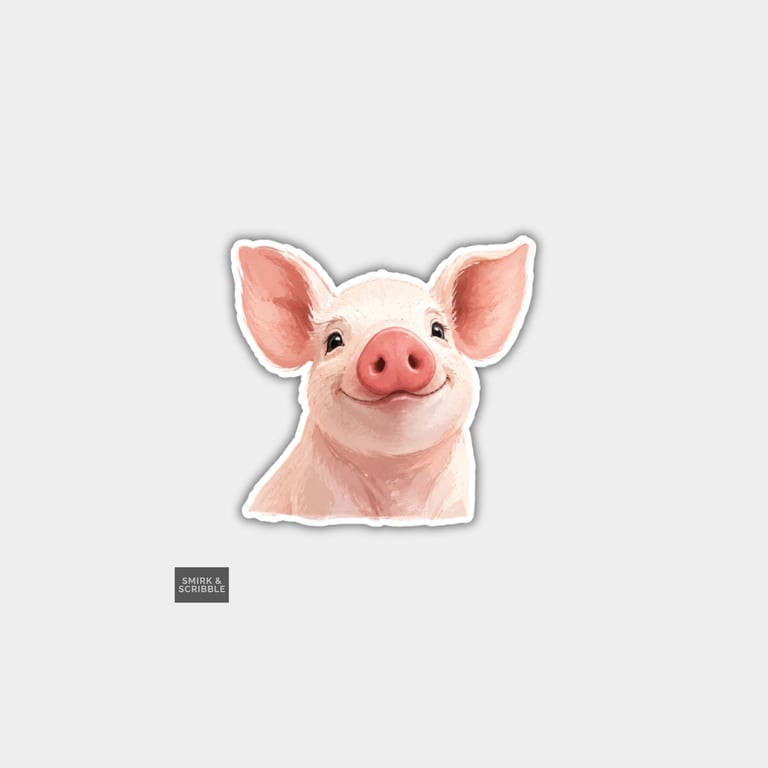 Funny Novelty Vinyl Sticker - Cute Posing Pig