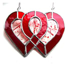 Entwined Heart Suncatcher Stained Glass Ruby 40th Wedding 