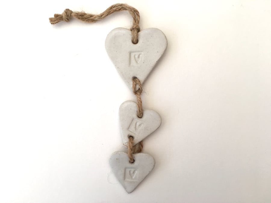 Hand made Loveheart hanger, ceramic lovehearts, gift idea, home decor