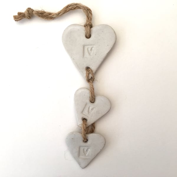 Hand made Loveheart hanger, ceramic lovehearts, gift idea, home decor