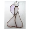 Angel Suncatcher Stained Glass Heart White Christmas 026