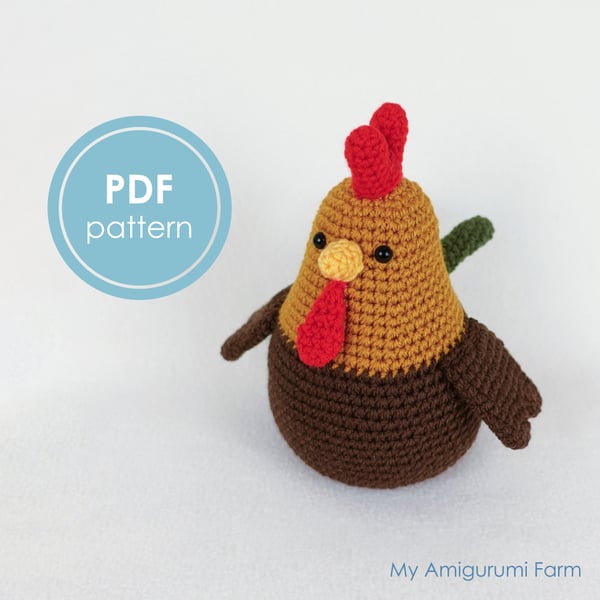 PATTERN: crochet rooster pattern - amigurumi rooster pattern - poultry
